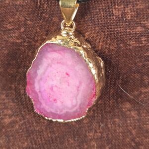 Gold and Pink Pendant Necklace